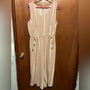 Blush and white striped romper. No tag, not sure of brand